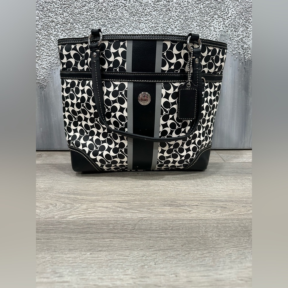 Coach Chelsea Heritage Stripe Signature Tote Shoulder Bag
